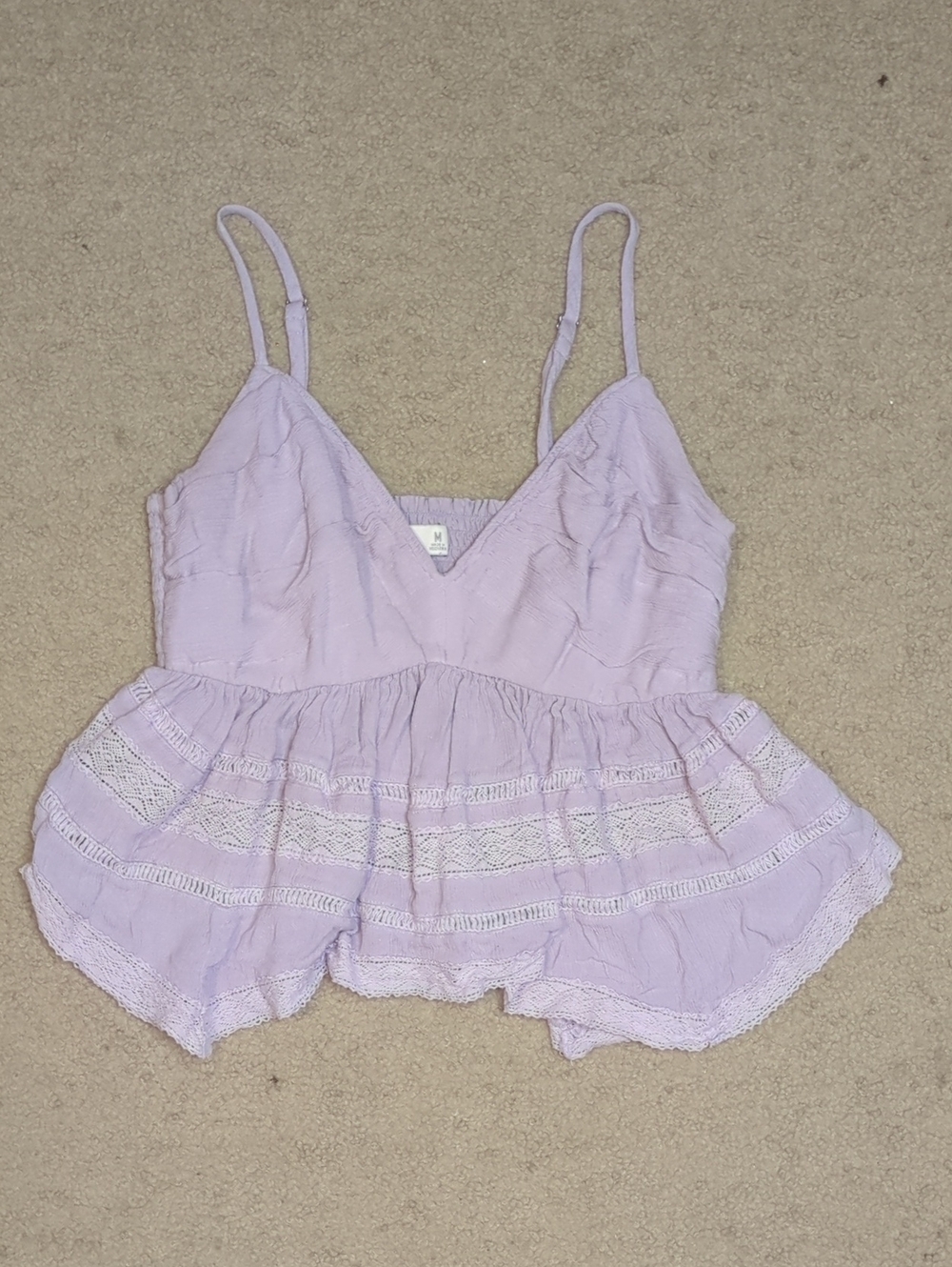 Hollister Lavender Lace-Trim Camisole Peplum Top